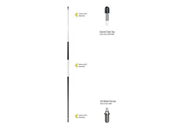 Javelin flagstick 220 cm<br>white with black stripes