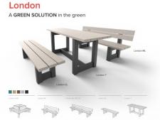 LONDON bench without back&amp;lt;br&amp;gt;180 cm recycled plastic 