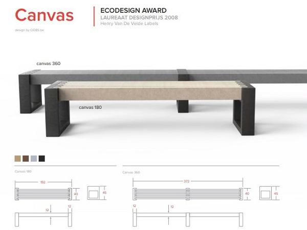 CANVAS bench without back<br>120 cm recycled plastic 