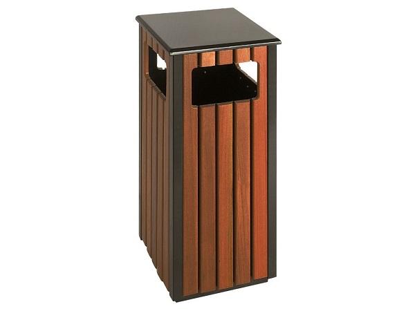 Wood-look outdoor waste bin<br>square 36 litres