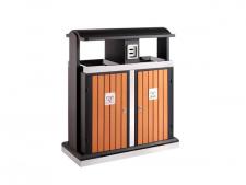 Wood-look outdoor waste bin&amp;lt;br&amp;gt;2 X 50 litres recycling