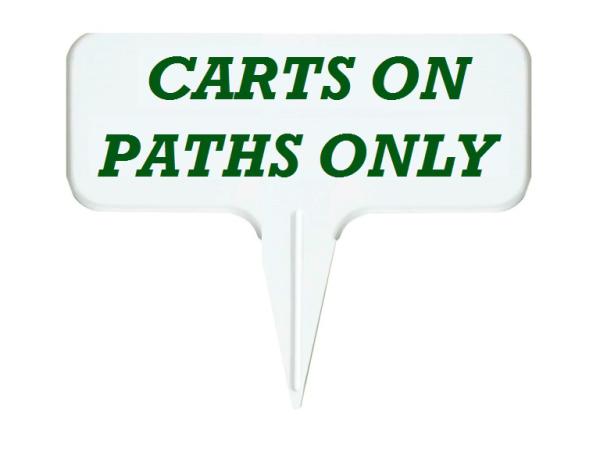 One-piece alu sign 13x30 cm <br>CARTS ON PATHS ONLY