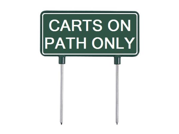 Fairway sign 11x23cm Grn/White<br>CARTS ON PATH ONLY
