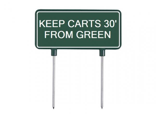 Fairway sign 11x23cm Grn/White <br>KEEP CARTS 30' from green