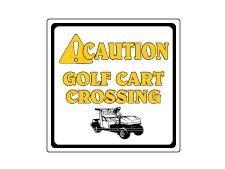 Aluminum info sign 30x30 cm  &amp;lt;br&amp;gt;CAUTION GOLF CART