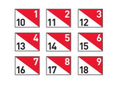 Hole flags NYLON SEWN&amp;lt;br&amp;gt;dual nrs 1/10 - 9/18 R/W