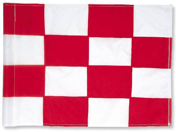 Checkered nylon flags<br>Red/white (set of 9 pcs)