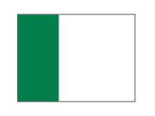 Two tone nylon flags WHITE&amp;lt;br&amp;gt;with green tube (9 pcs)