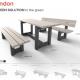 LONDON 4-sided tree bench<br>with back recycled plastic